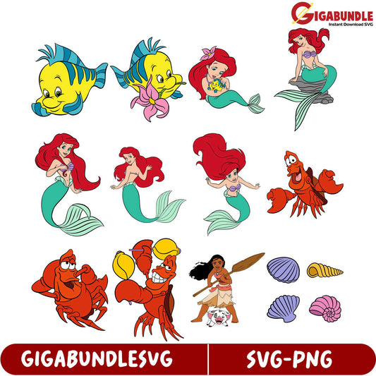 Under the Sea SVG Bundle Ariel, Friends & Ocean Elements