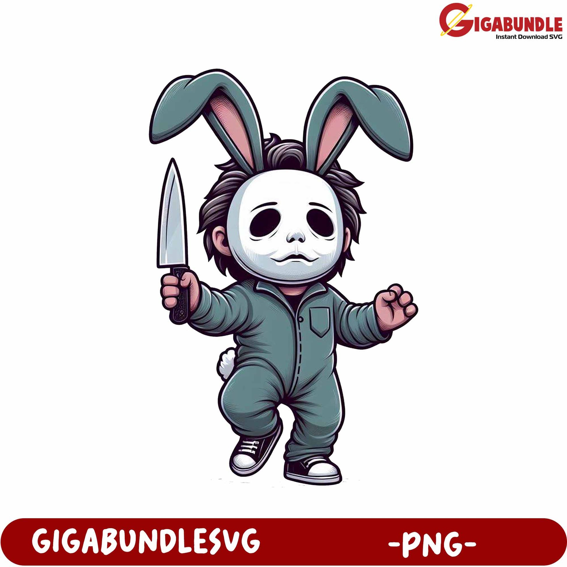 Unique Bunny Character PNG with Knife for Creative Projects