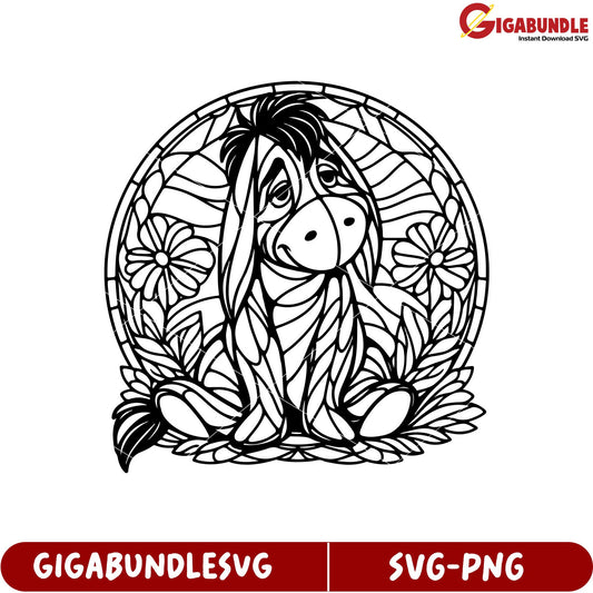 Unique Eeyore SVG Design Floral Background for Craft Projects and Decor