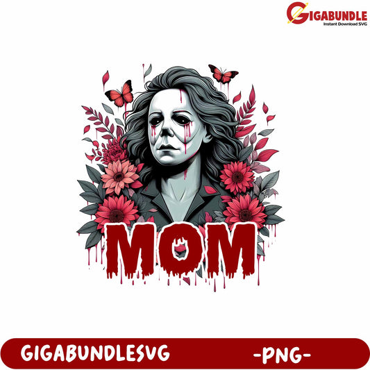 Unique Floral Mom Design with Horror Touch for Creative Projects PNG