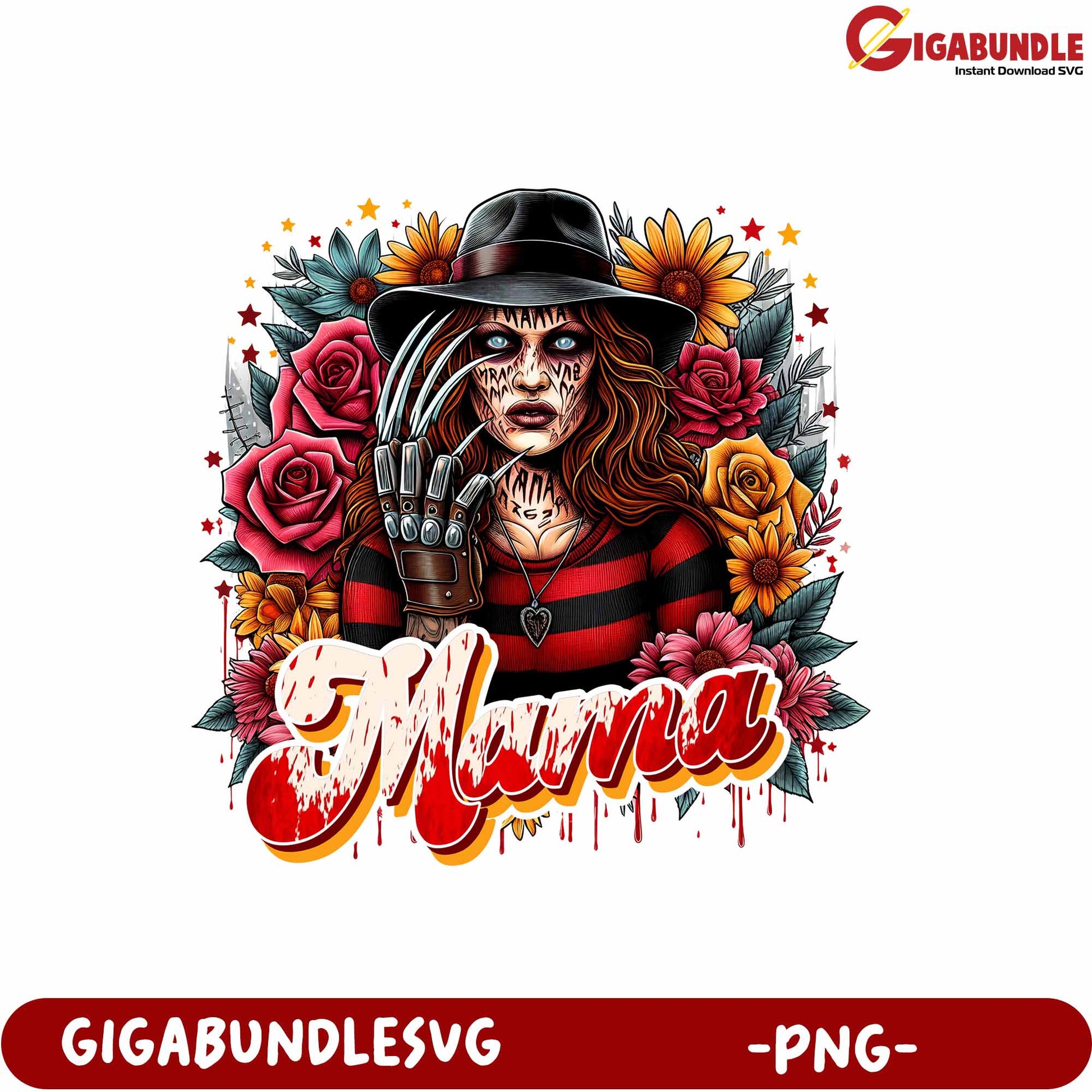 Unique Horror Graphic Mama Character Design PNG Downloadable Art