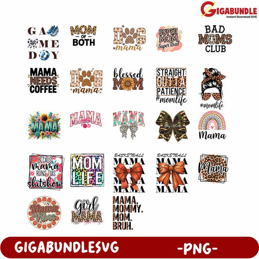 Unique Mama and Mom Life Quotes Bundle for Creative Designs PNG