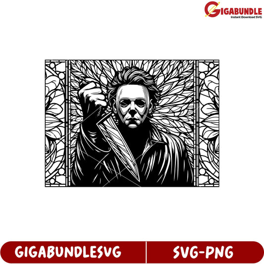Unique SVG Art Featuring Iconic Character with Knife for Design Lovers
