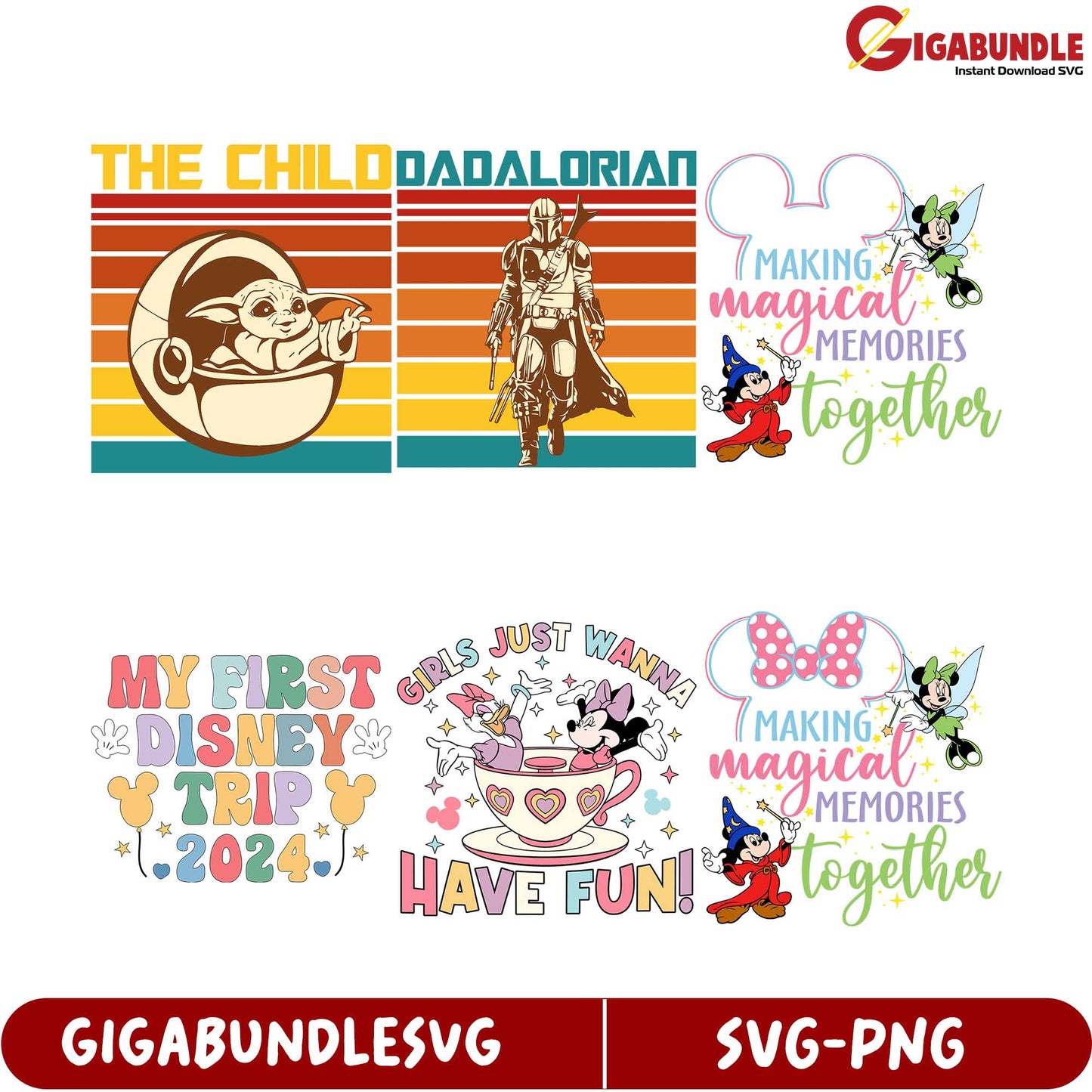 Unique SVG Bundle The Child, Dadalorian & Disney Memories Art