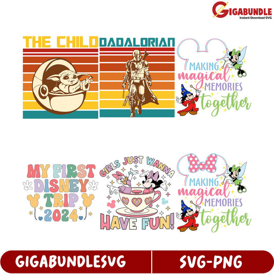 Unique SVG Bundle The Child, Dadalorian & Disney Memories Art