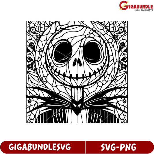 Unique SVG Design of Spooky Character with Intricate Line Art Style
