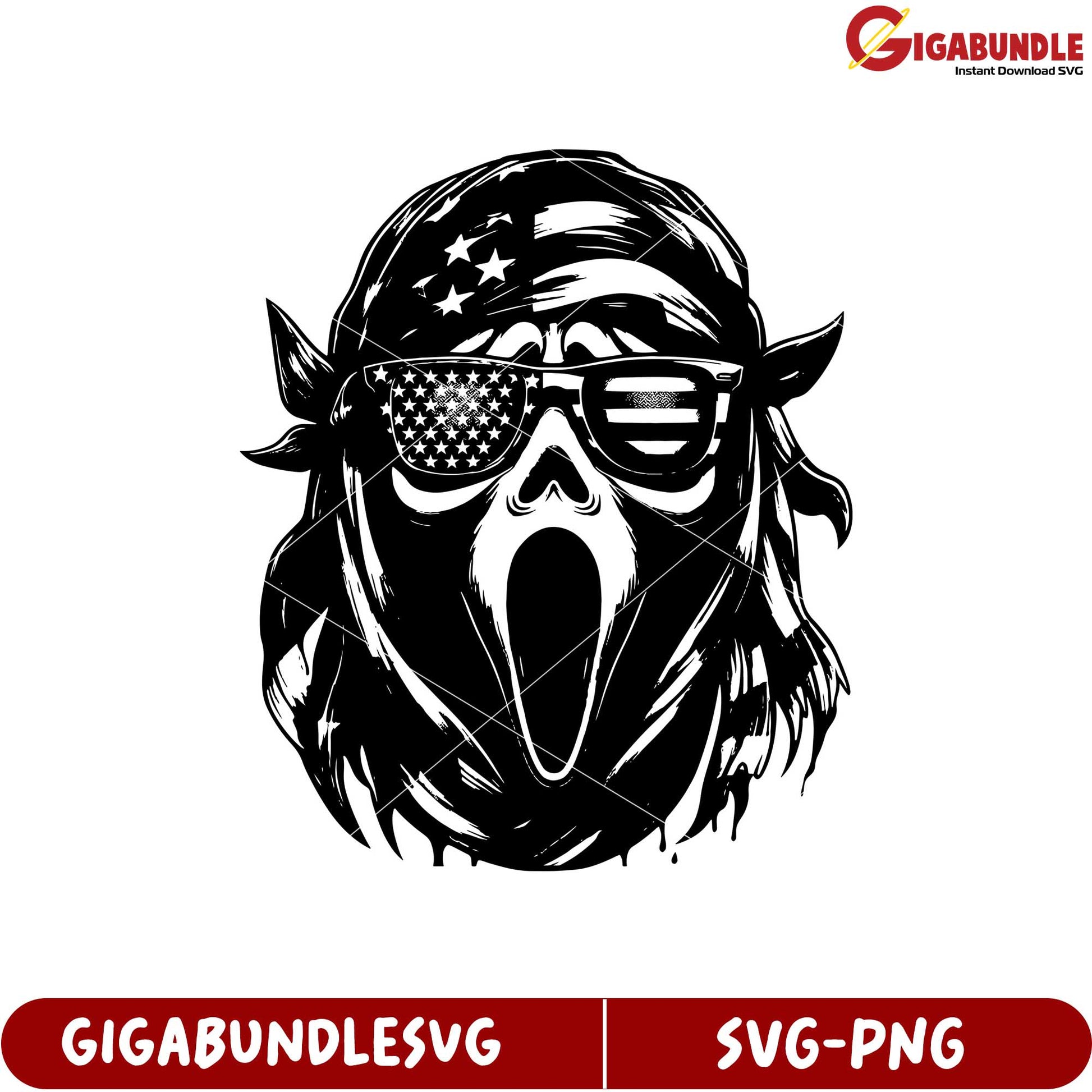 Unique Skull Art with American Flag Sunglasses SVG Design for Download