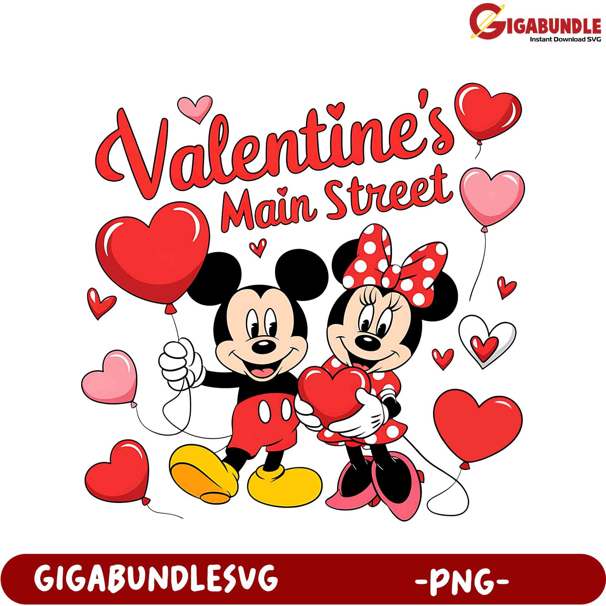 Valentine's Day Love with Mickey and Minnie - Cute PNG Design