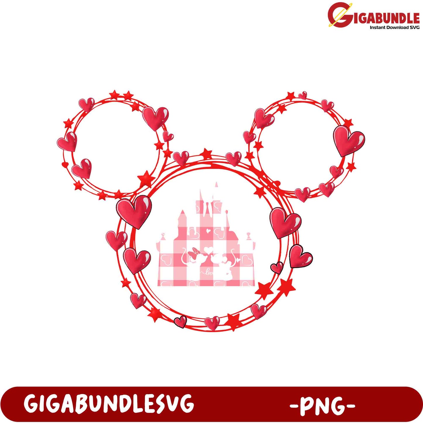 Valentine's Day Mickey Mouse Heart PNG - Cute Disney Love Clipart