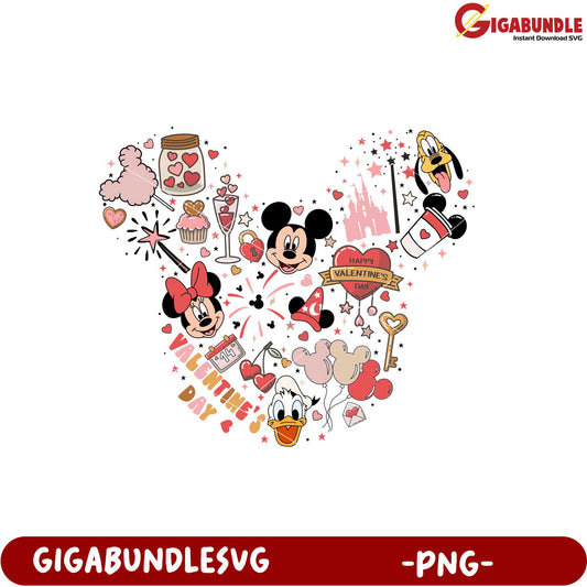 Valentine's Day Mickey Mouse Heart PNG Design Bundle