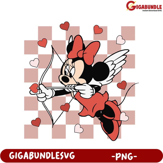 Valentine's Day Minnie Mouse PNG - Cute Cupid Design for Crafts