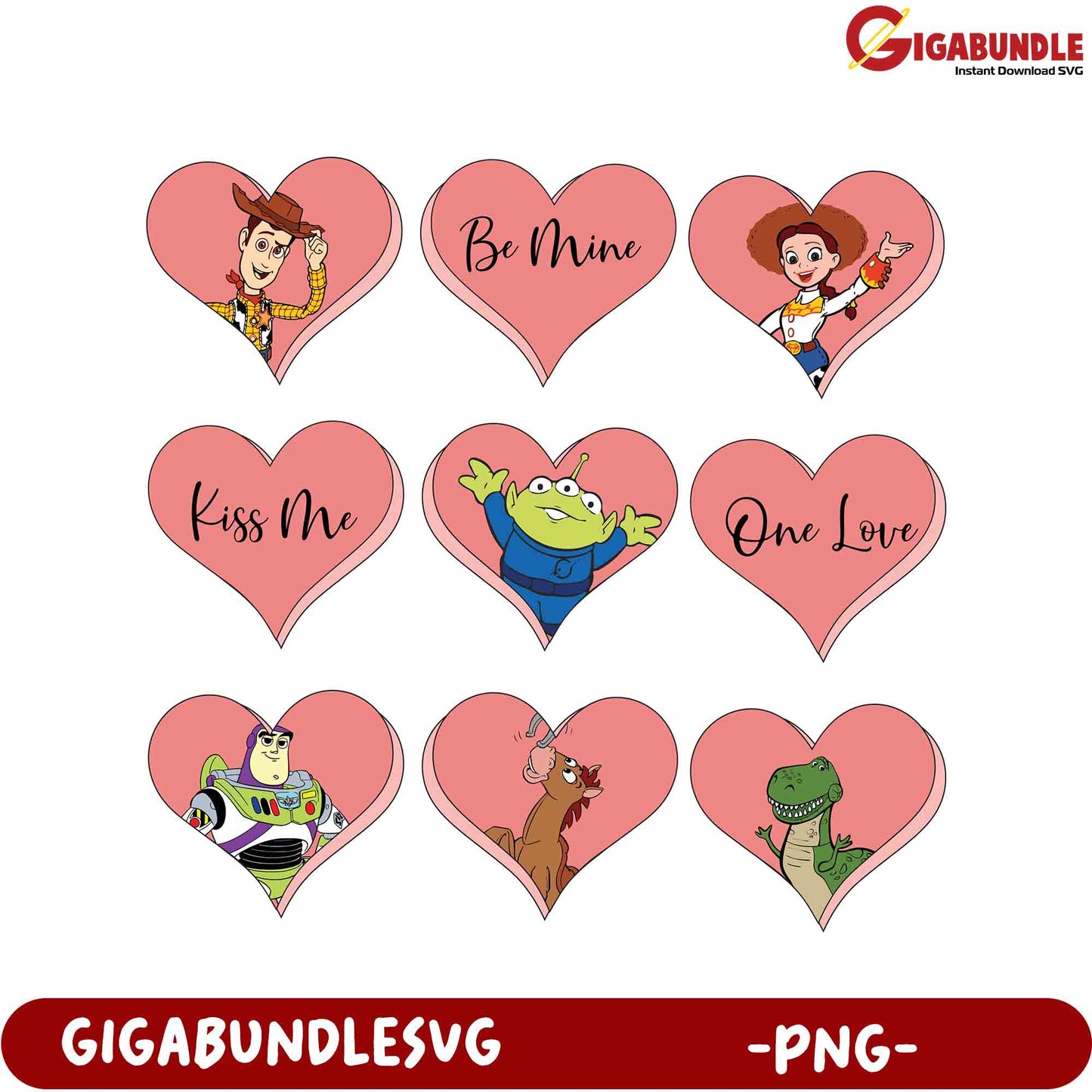 Valentine's Day PNG Bundle Heart Designs with Iconic Characters