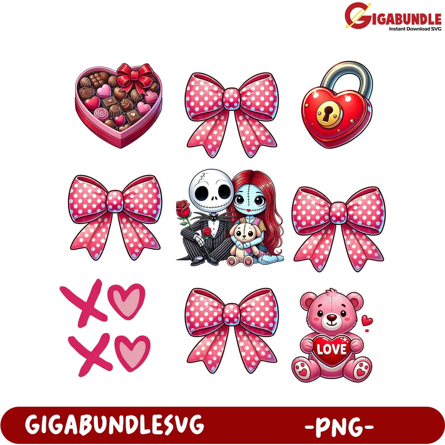 Valentine's Day PNG Clipart Cute Hearts, Bows, and Love Icons