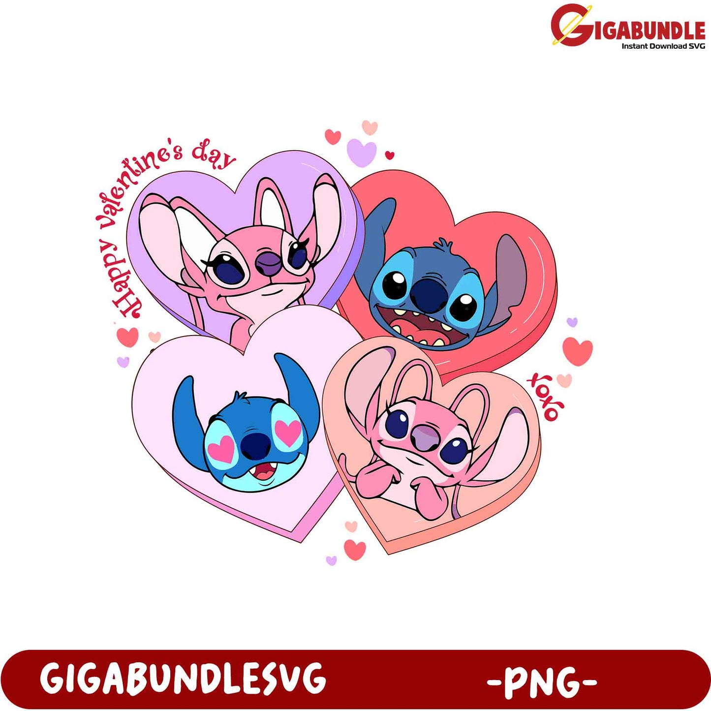 Valentine's Day PNG Cute Stitch and Heart Design for Love Celebrations