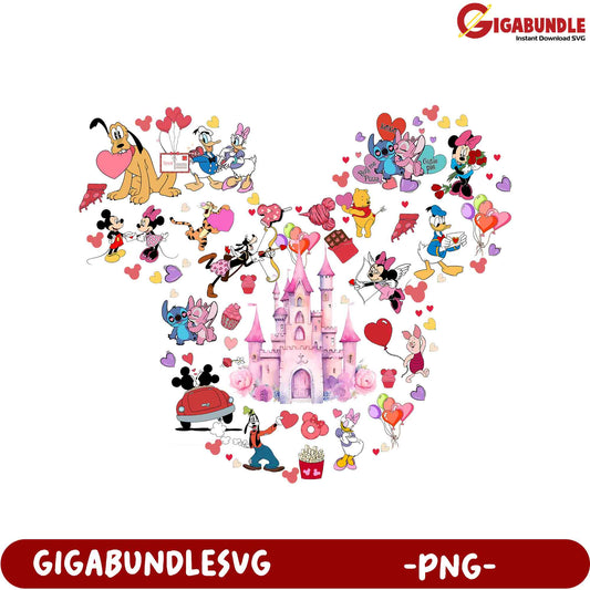 Vibrant Disney Love Hearts PNG Design for Valentine's Day Decor