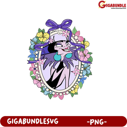 Vibrant Illustrated Character Design with Floral Frame PNG Download