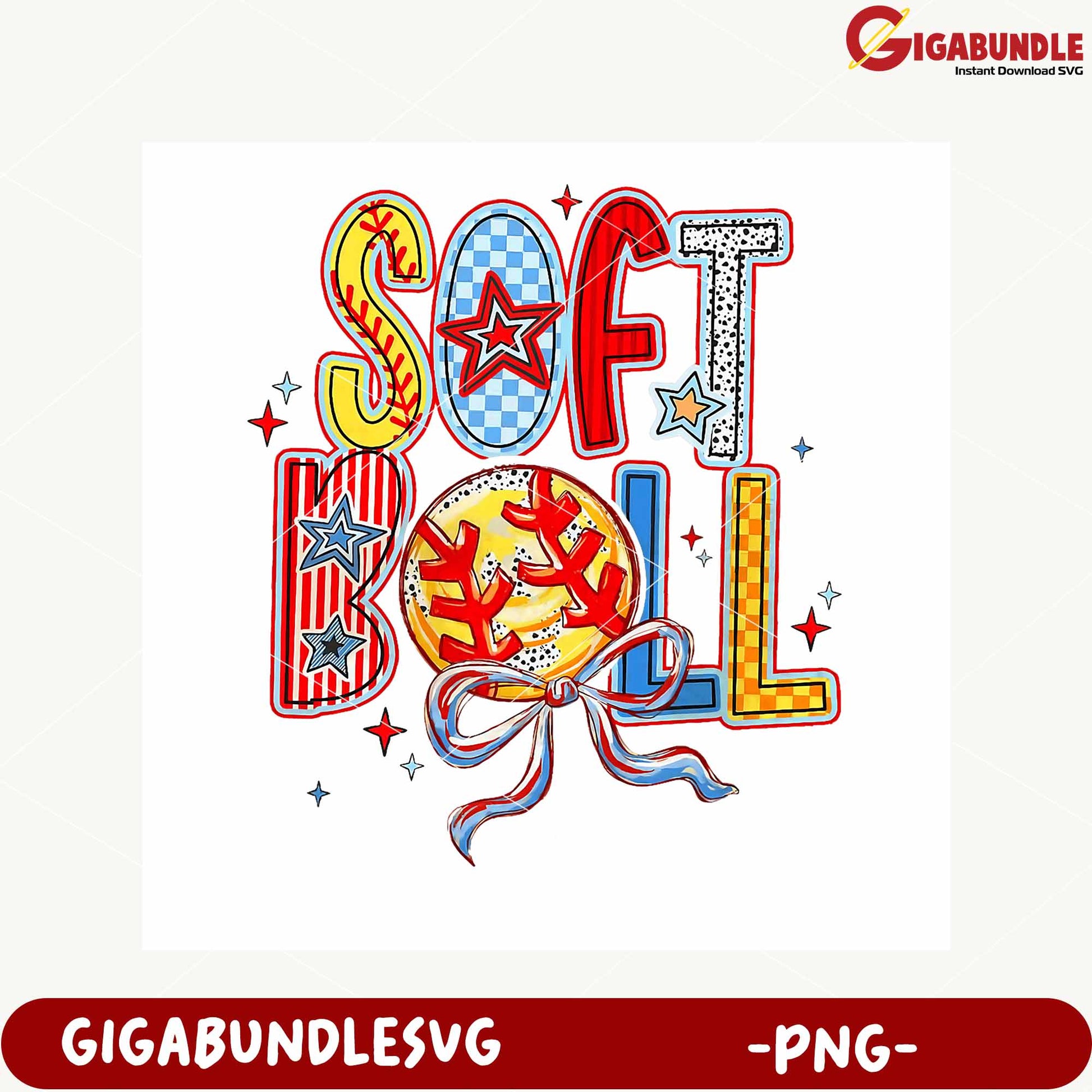 Vibrant Softball Design for Sports Apparel PNG Art