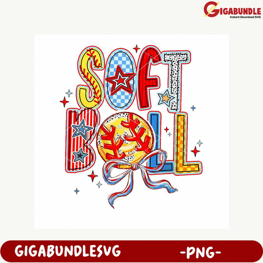 Vibrant Softball Design for Sports Apparel PNG Art