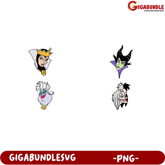 Villainous Character Portraits Digital Art PNG Collection