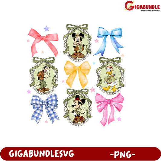 Vintage Disney Character Bow Decor PNG Clipart Bundle Download