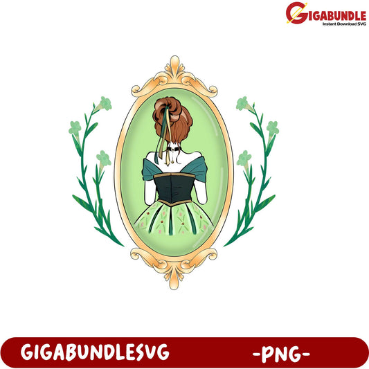 Vintage Dress Illustration in Elegant Frame PNG Downloadable Art