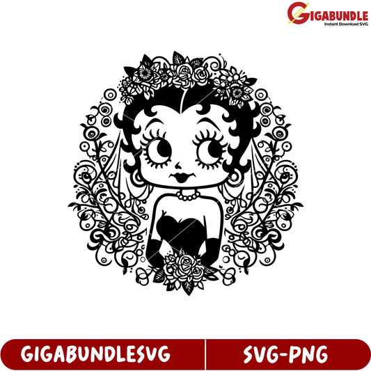 Vintage Floral Bride Illustration SVG Design for Crafting Projects