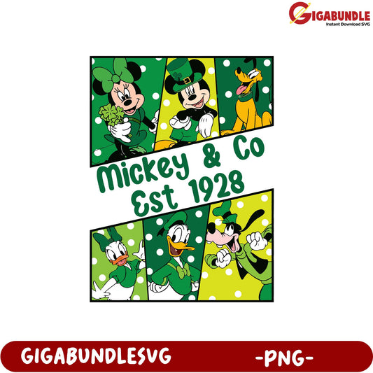 Vintage Mickey & Co Characters PNG - Established 1928 Design