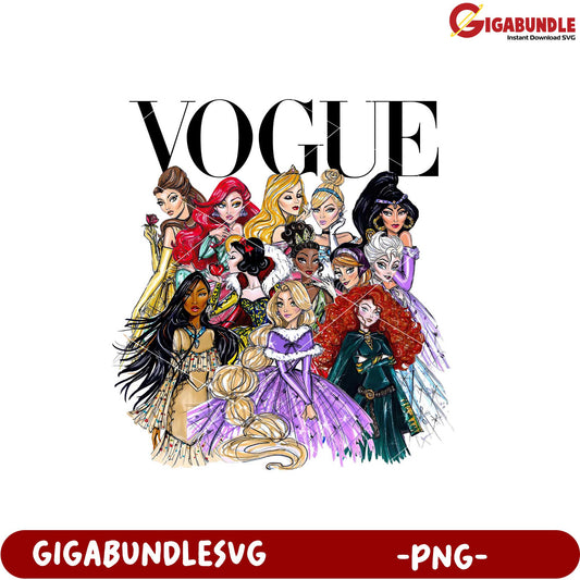 Vogue Inspired Princesses Art for Fashion Lovers PNG
