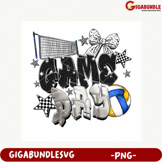 Volleyball Game Day Graphic for Sports Enthusiasts PNG