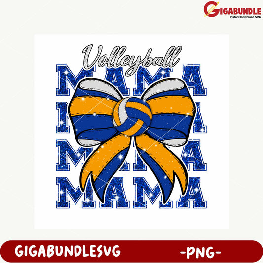 Volleyball Mama Bow Design PNG for Sports Enthusiasts