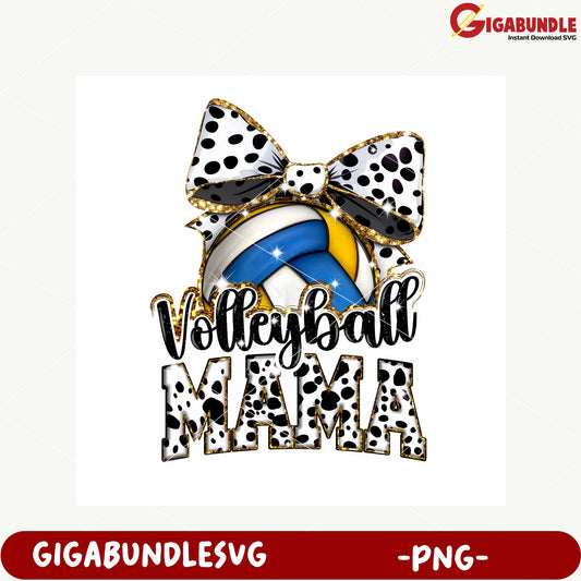 Volleyball Mama Glitter Design PNG Instant Download Image