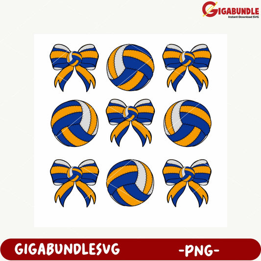 Volleyball and Bow Designs for Creative Projects PNG