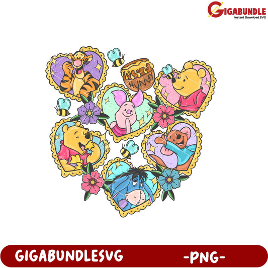 Whimsical Animal Heart Illustrations PNG Decorative Art