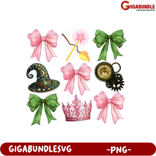Whimsical Bow and Hat Collection PNG Clipart Design