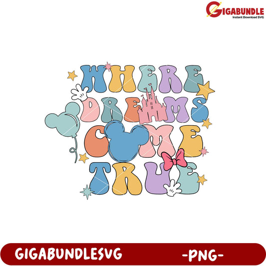 Whimsical Disney Dreams Come True PNG Design for Crafts