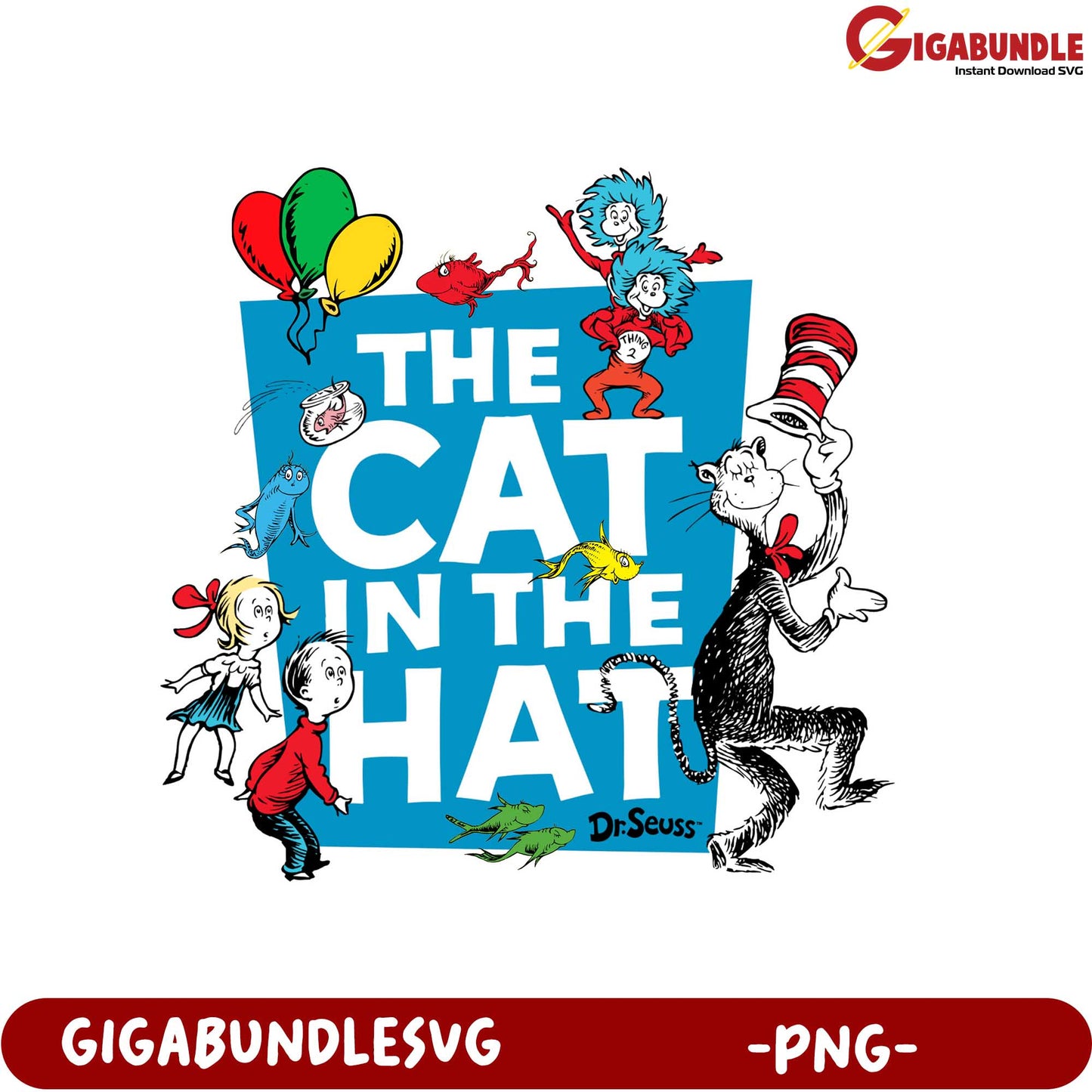 Whimsical Dr. Seuss Cat in the Hat PNG for Creative Projects