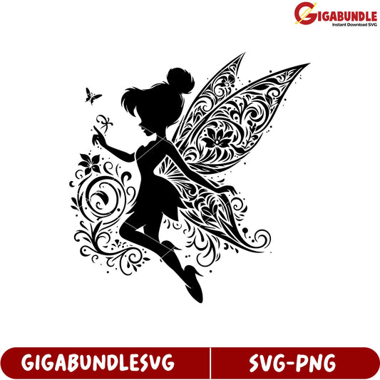 Whimsical Fairy Silhouette SVG Art for Crafting and Design Projects