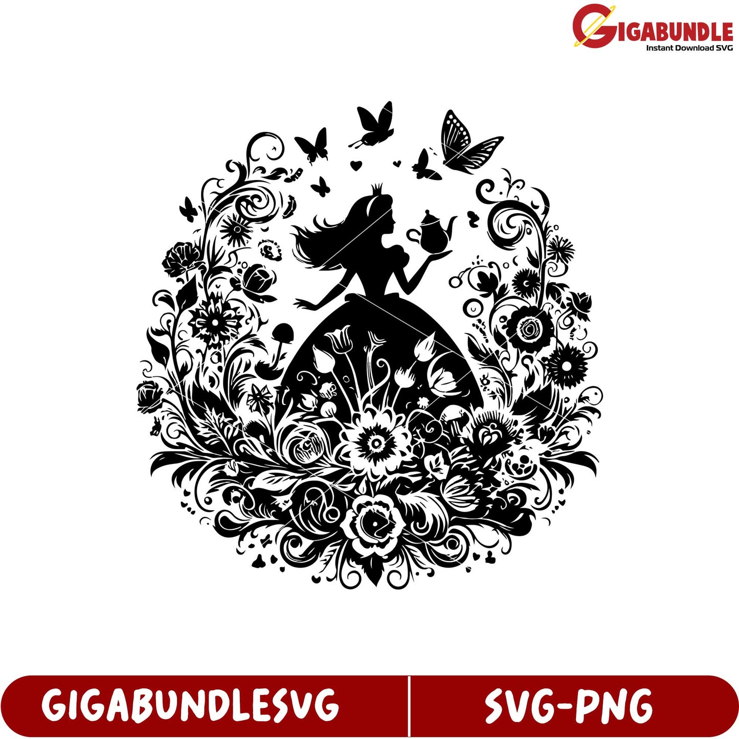 Whimsical Flower Girl Illustration SVG Design for Craft Projects