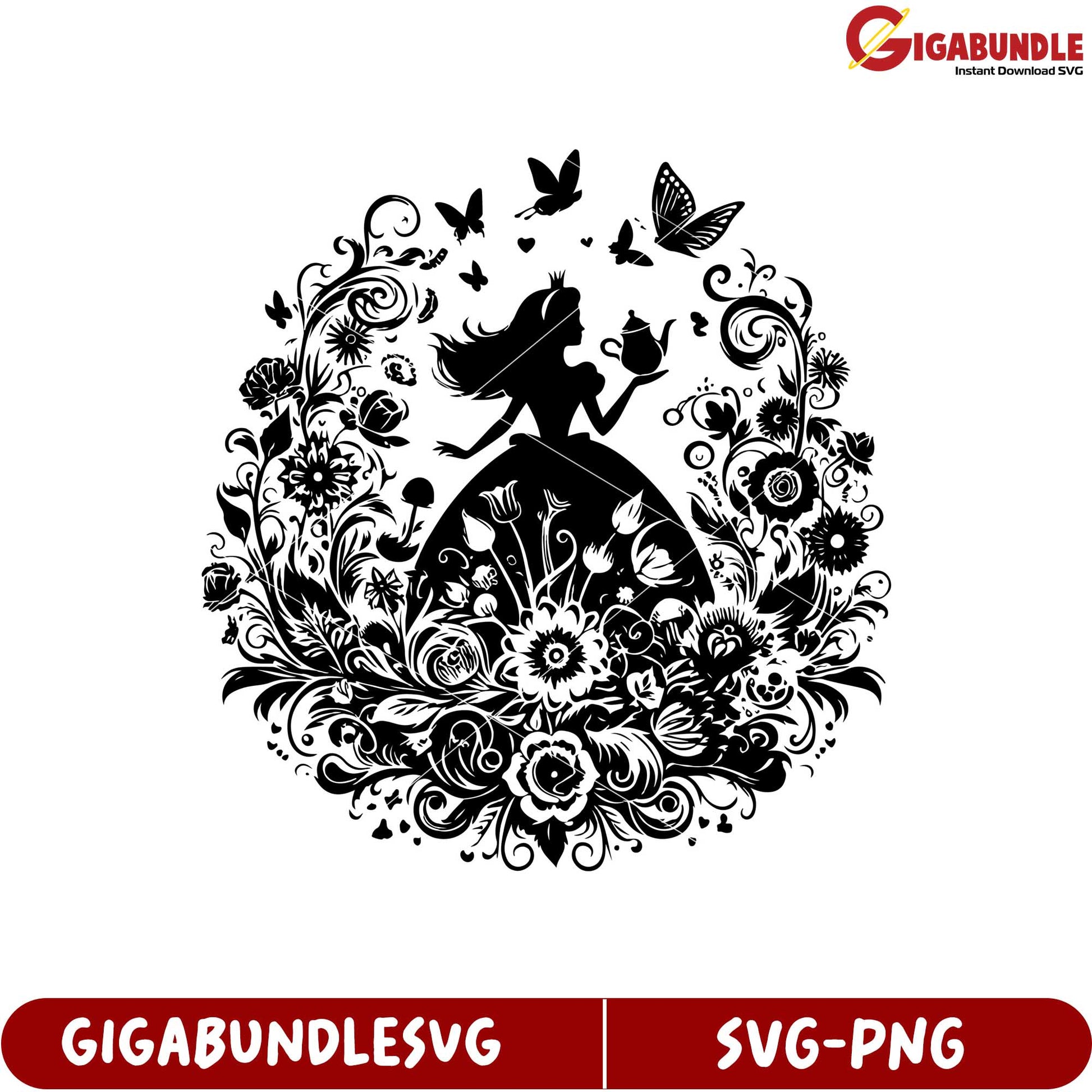 Whimsical Flower Girl Illustration SVG Design for Craft Projects