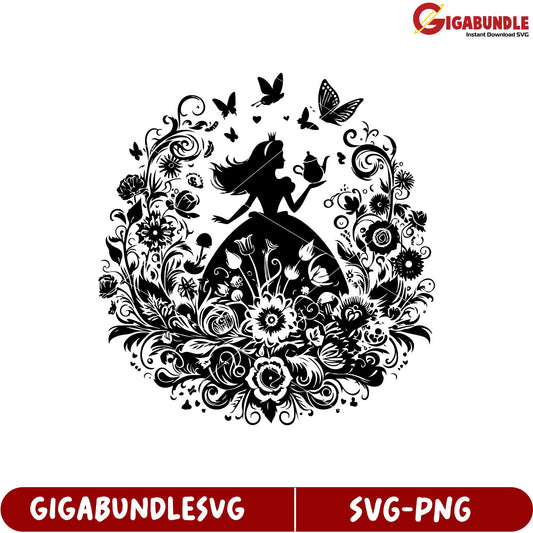 Whimsical Flower Girl Illustration SVG Design for Craft Projects