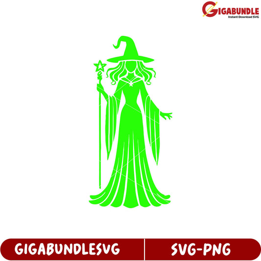 Whimsical Green Witch SVG Design for Halloween Craft Projects