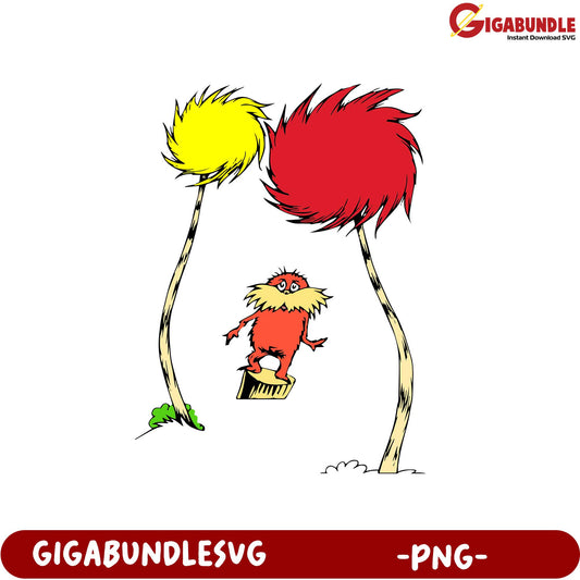 Whimsical Lorax Character PNG for Crafting and Design Projects