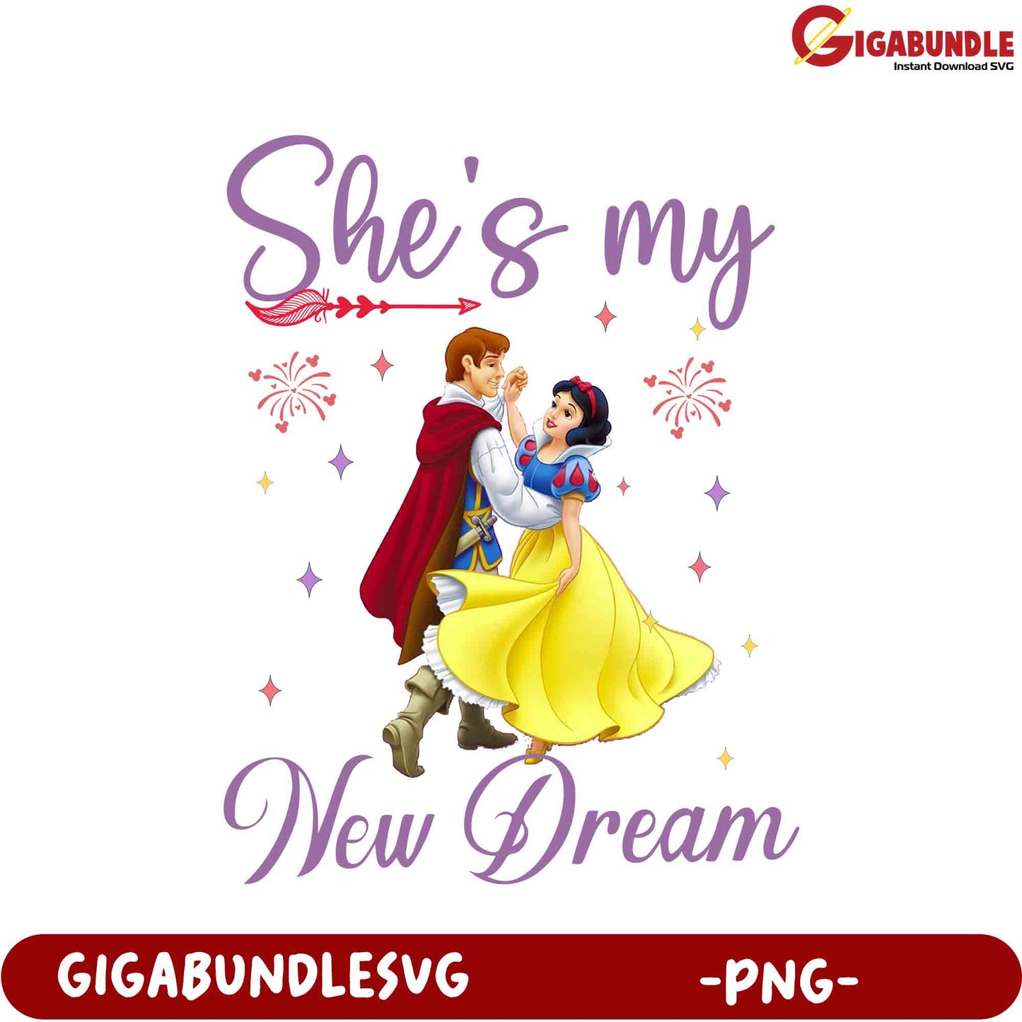 Whimsical PNG Design 'She’s My New Dream' with Charming Characters