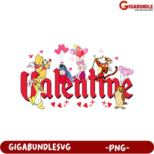 Whimsical Valentine’s Day PNG Design with Adorable Cartoon Characters