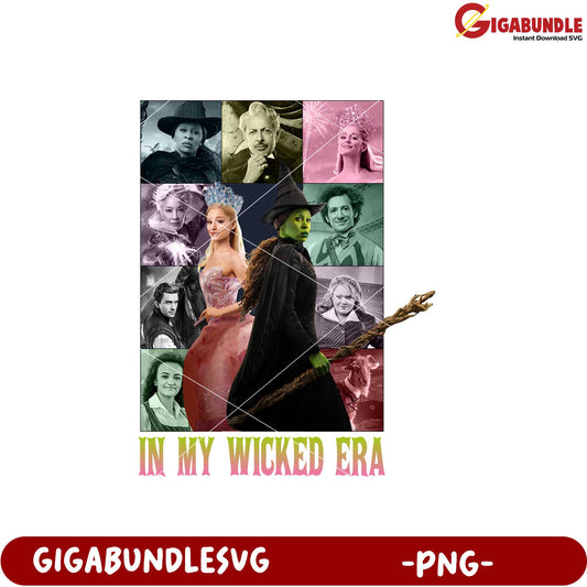 Wicked Era Characters Collage Printable PNG Design