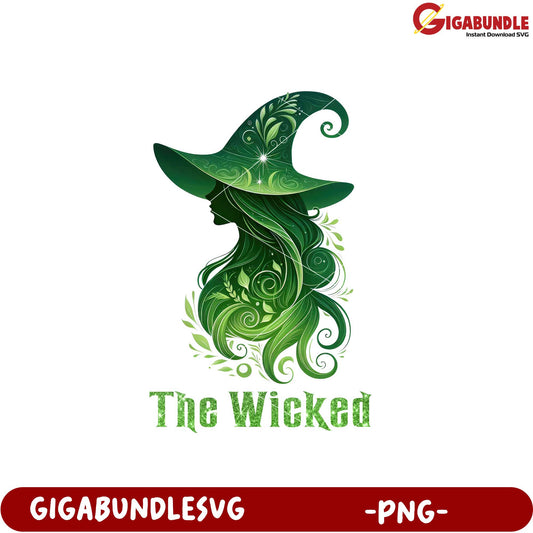 Wicked Green Witch Silhouette PNG Artwork Design for Sale