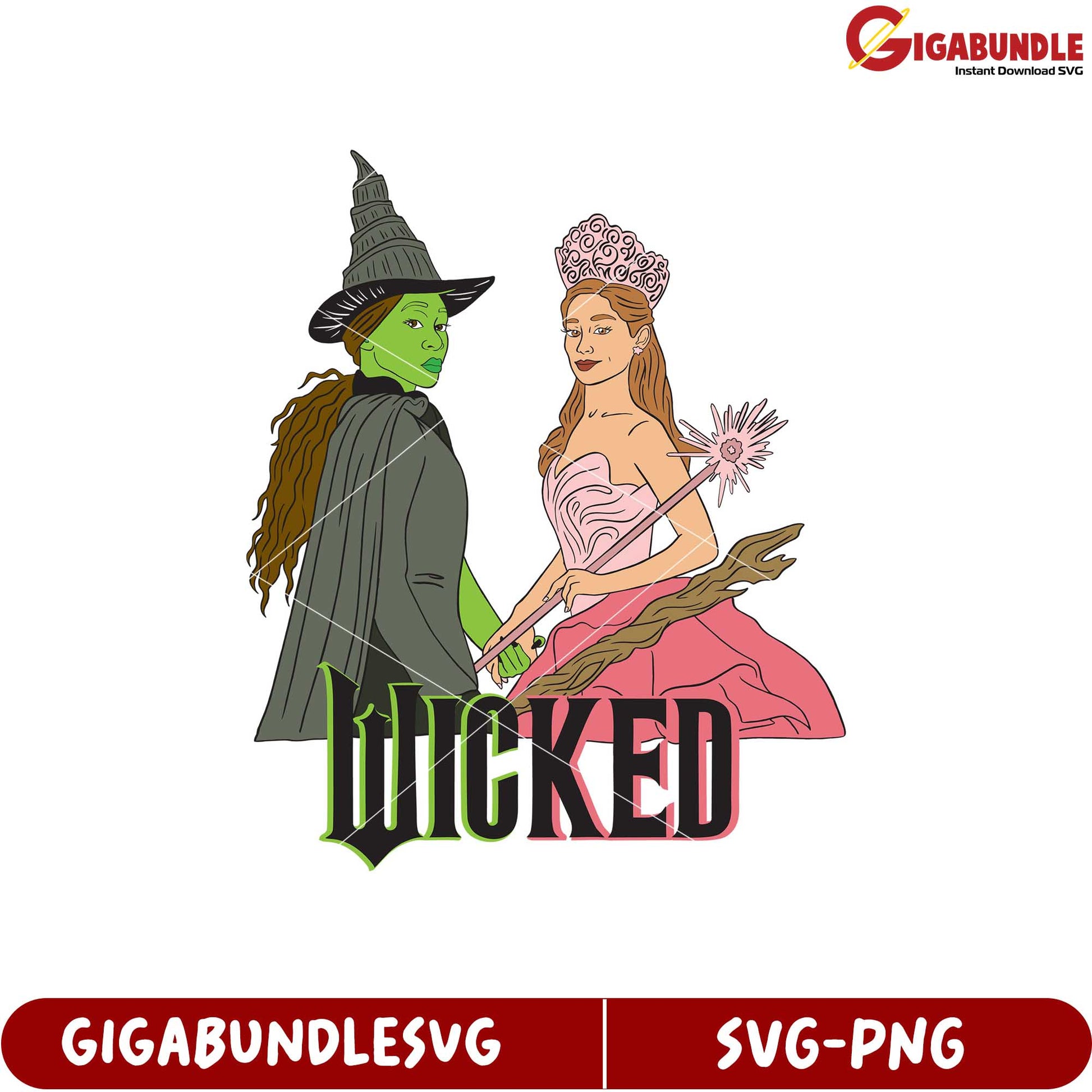 Wicked SVG Graphic Featuring Iconic Characters from the Musical Design