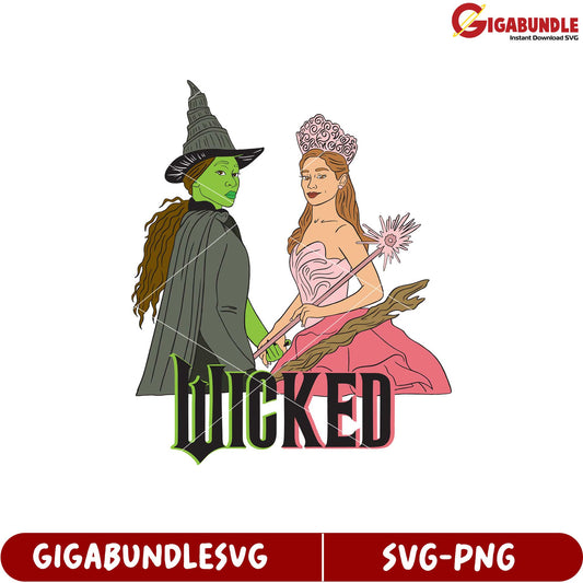 Wicked SVG Graphic Featuring Iconic Characters from the Musical Design