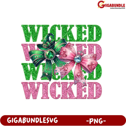 Wicked Themed Digital Art with Colorful Bows PNG File