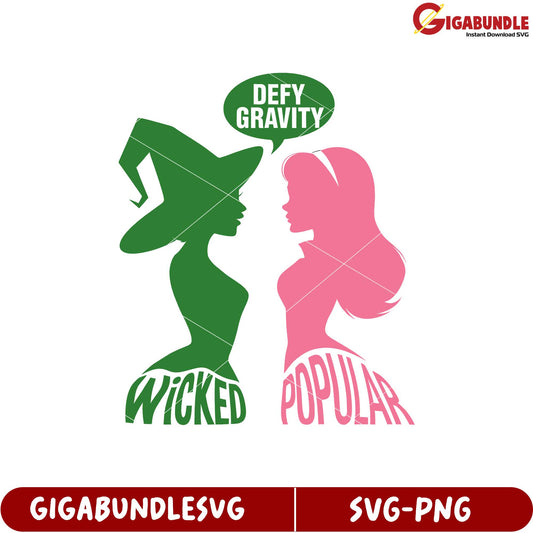Wicked and Popular SVG Design Defy Gravity Illustration Downloadable Art